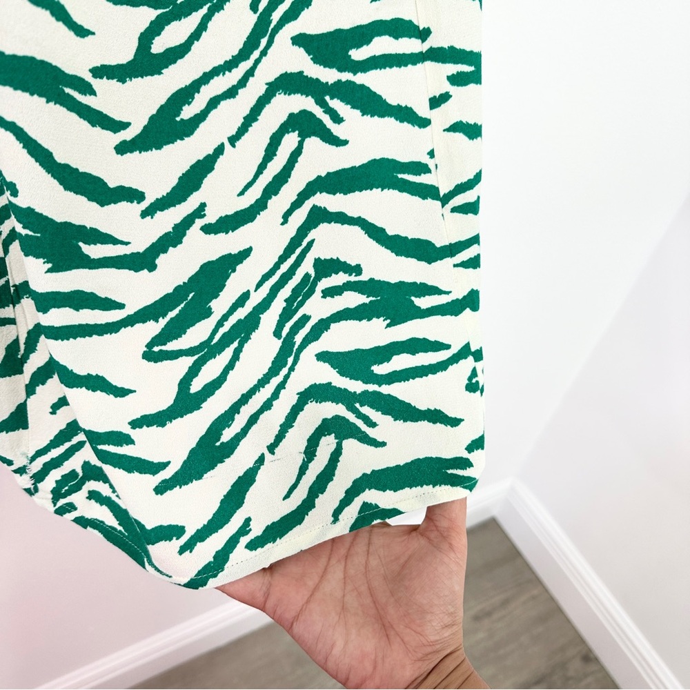 Reformation Green and Cream Zebra Print Mini Dress - Picture 7 of 8